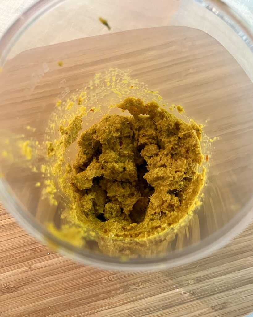 Yellow curry paste in a blender